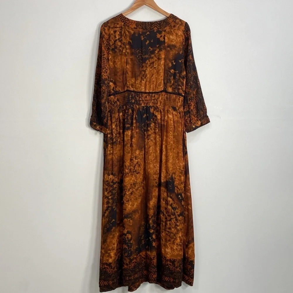 Soft Surroundings Midi Dress 12 Boho Art to Wear Burnished Copper - Picture 9 of 14